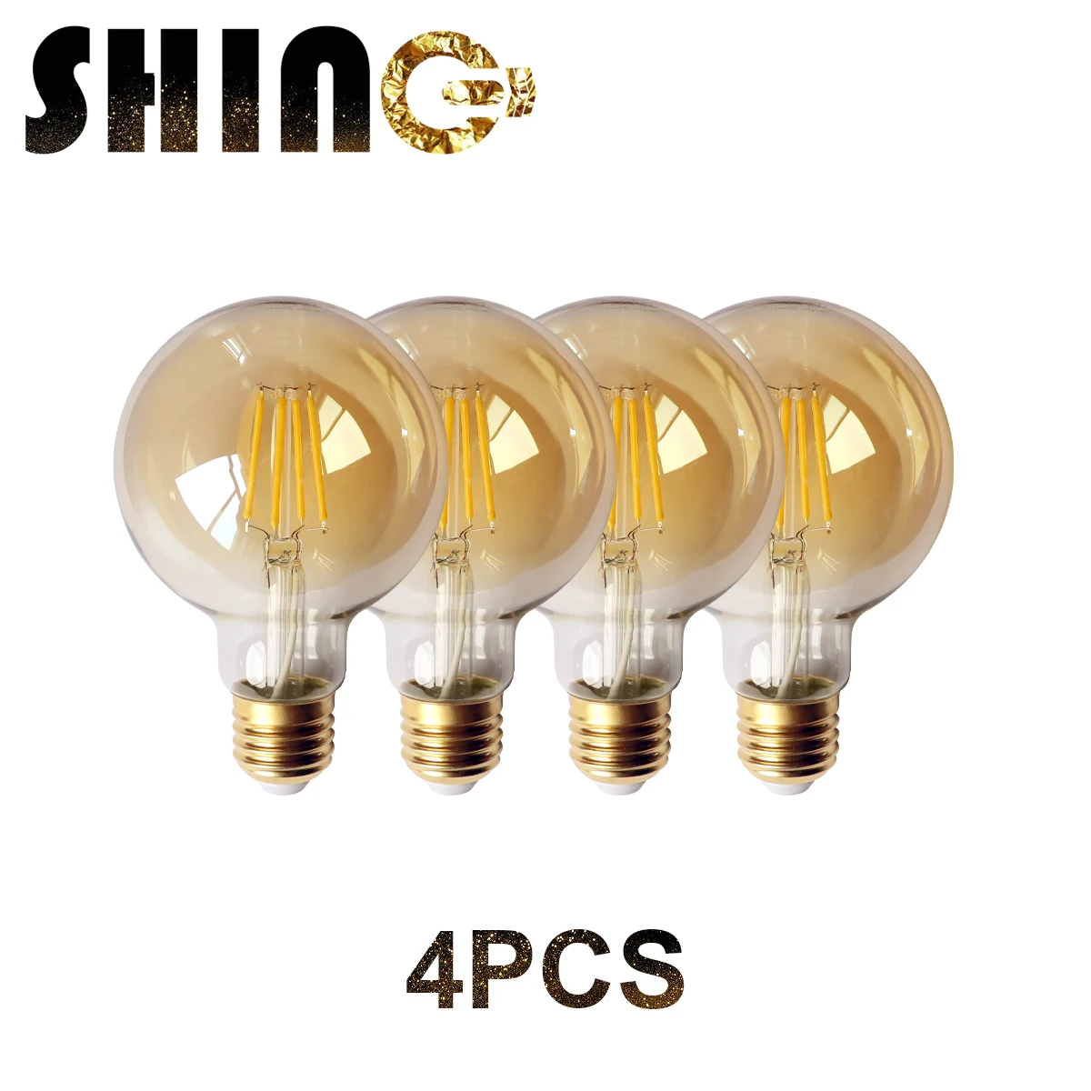 

4pcs/lot 2021 Rushed Sale Ce Rohs Decor Retro Edison Led Filament Bubble Ball Bulb G80 6w 2700k 220v For Home Bedroom Decoration