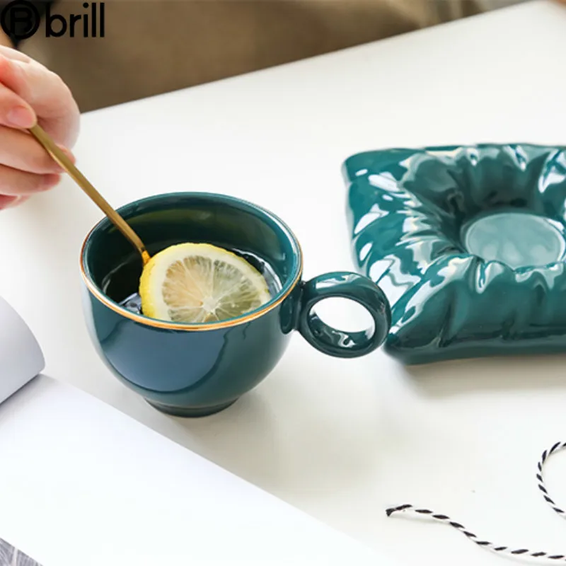 

Nordic Luxury Ceramic Coffee Cup with Spoon Simple Modern Coffee Mug High Quality Espresso Cups Drinkware Taza Personalizada 50