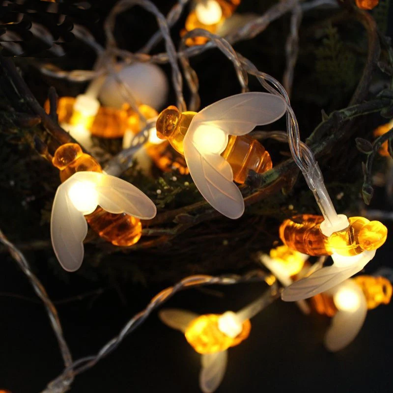 

Halloween Lantern Little Bee String Lights Plastic LED Battery case Lights for Home christmas party children room decoration