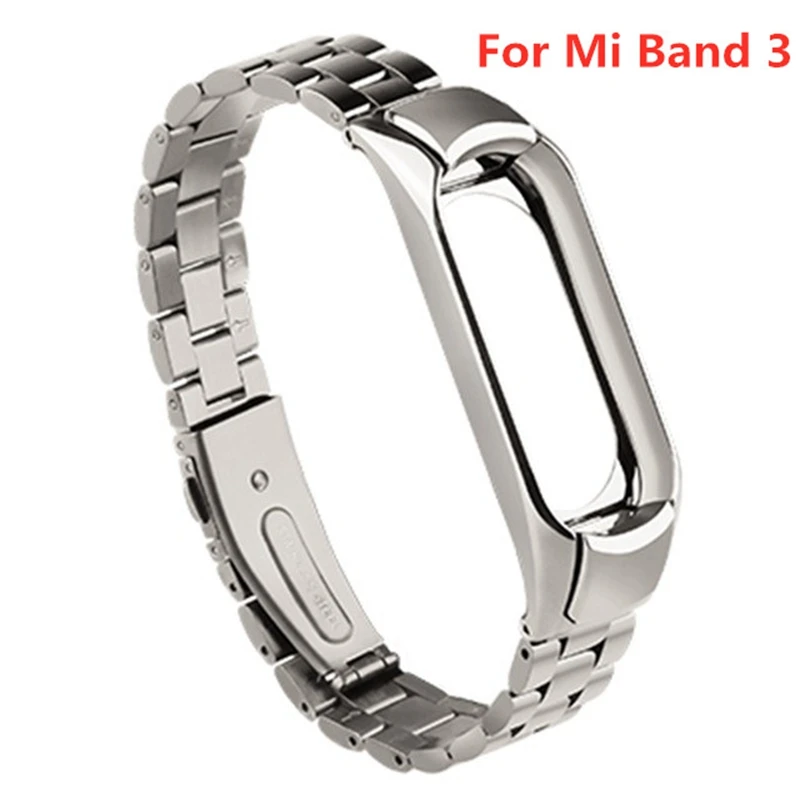 silver steel 3 Xiaomi mi ремешок 3/4 кожаный ремешок для Xiaomi mi 3 сменный Браслет Безвинтовые ремешки металлический ремешок для mi band 4 аксессуары - Цвет: silver steel 3