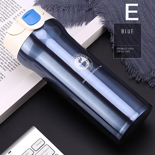 Blue 400ml Стальная кружка-термос, кофейная кружка, 350 мл, для автомобиля, для путешествий, Термокружка, портативная, с двойными стенками, термосы, автомобильная Термокружка - Цвет: Blue 400ml