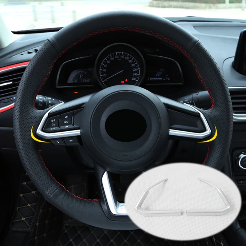 

ABS Matte and Carbon fibre For MAZDA 3 AXELA 2017 2018 steering wheel trim moulding Car Styling Auto Accessories 2pcs