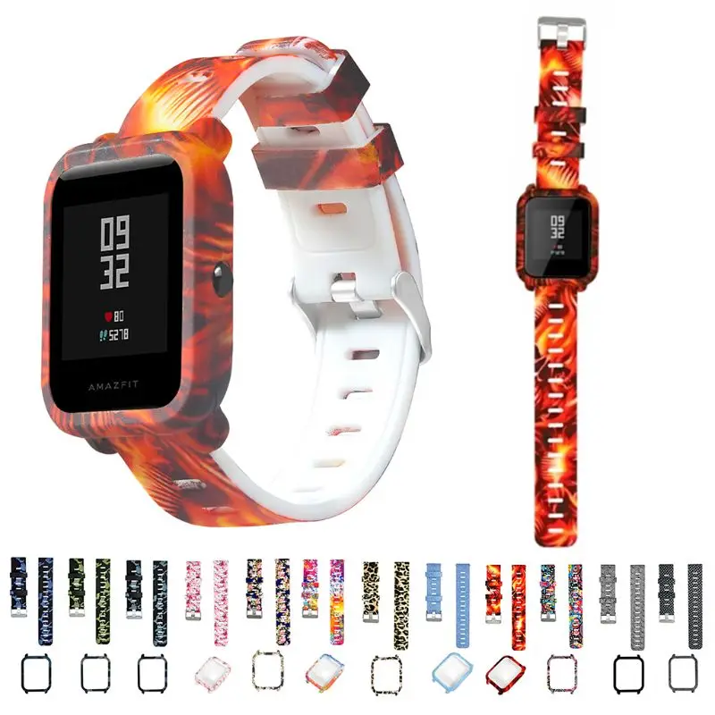 

1 Set Soft Silicone Watchband Wrist Strap Hard PC Protective Case Shell Skin Protector for Xiaomi Bip Bit