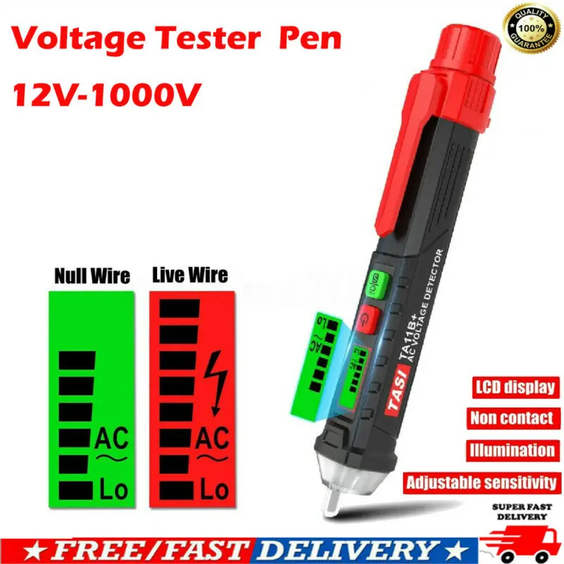 Бесконтактный тестовый карандаш AC/DC 12-1000V чувствительный Электрический детектор