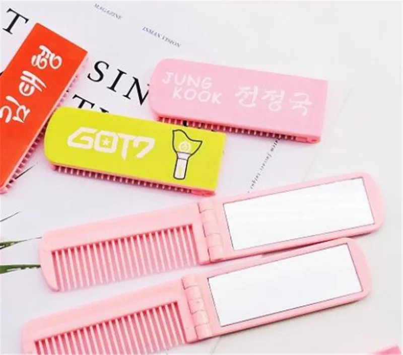 

New Kpop TWICE GOT7 EXO SEVENTEEN Portable Mens Womens Handmade Plastic Folding Pocket Hair Moustache Beard Comb For Travellers