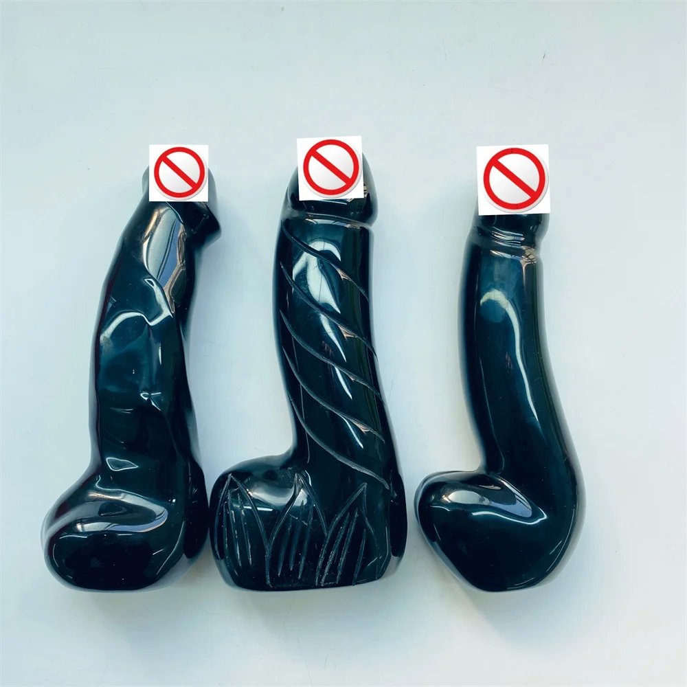 18 см реалистичный магический натуральный удовольствие Кристалл Черный обсидиан