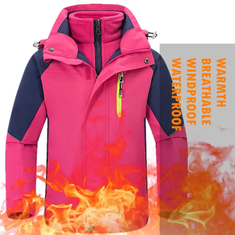 Kids Hiking Jacket 3 IN 1 Waterproof Warm Outdoor Sport Windbreaker Coat Children Boys Girls Trekking Camping Climbing | Спорт и