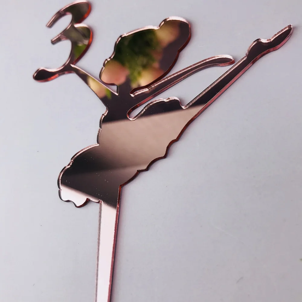 Personalized Happy Birthday mirror rose Cake Topper Custom Ballet girl age like to dance Party Decor | Дом и сад