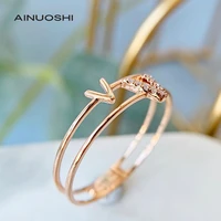 ainuoshi engagement ring rose gold 0 13ct carat round letter v real diamond fashion classic ring for women bridal ring