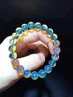 genuine natural blue amber women men bracelet 8mm mexico clear crystal rare round beads bracelet fashion jewelry aaaaa