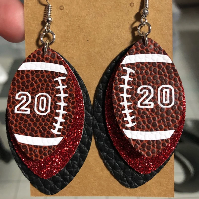 Серьги из искусственной кожи с блестками 3 слоя|Серьги-подвески| |