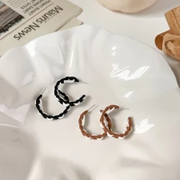 origin summer c shape brown black white fabric twist rope hoop earring for women fashion contrast color earring jewellery