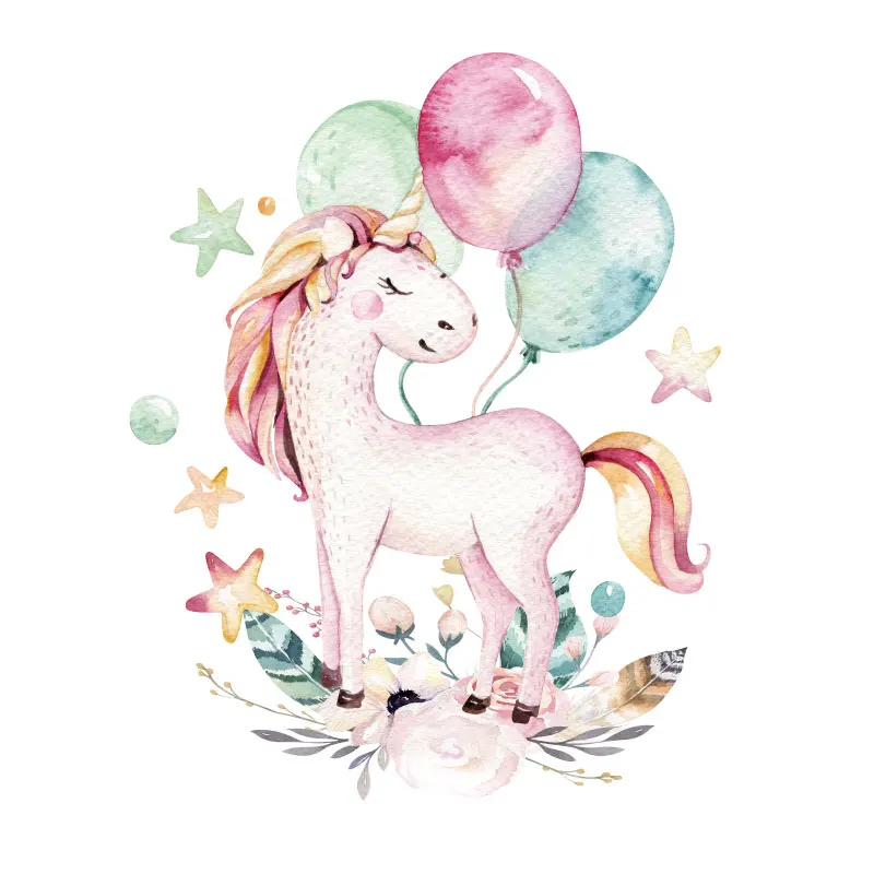 

19x23cm balloon unicorn Iron on Patches For DIY Heat Transfer Clothes T-shirt Thermal transfer stickers Decoration Printing