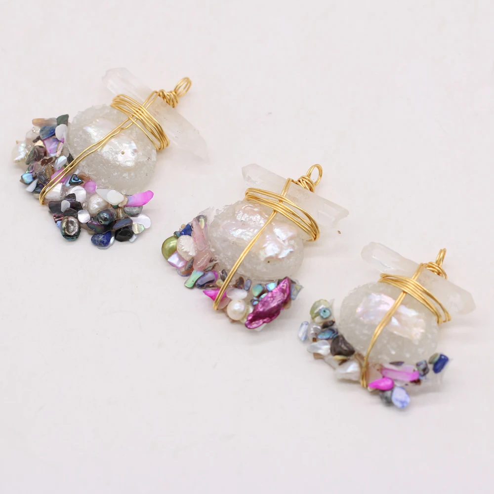 

Irregular Shape Natural Semi-precious Stone Pearl Crystal Bud Pendant Bead Boutique Making DIY Fashion Charm Necklace Jewelry