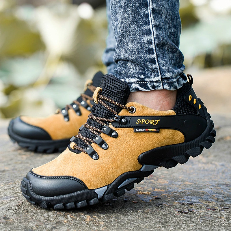 Мужская уличная спортивная походная обувь из натуральной кожи дышащие