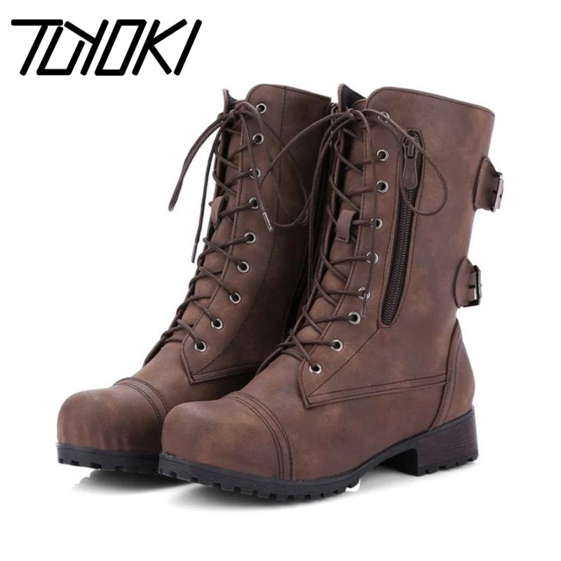 Tuyoki/женские ботинки Мотоботы с пряжкой и перекрестными ремешками Стильная обувь