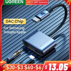 ugreen usb c to aux cable adapter type c 3 5mm aux earphone converter dac chip pd qc charging for huawei ipad pro samsung pixel free global shipping