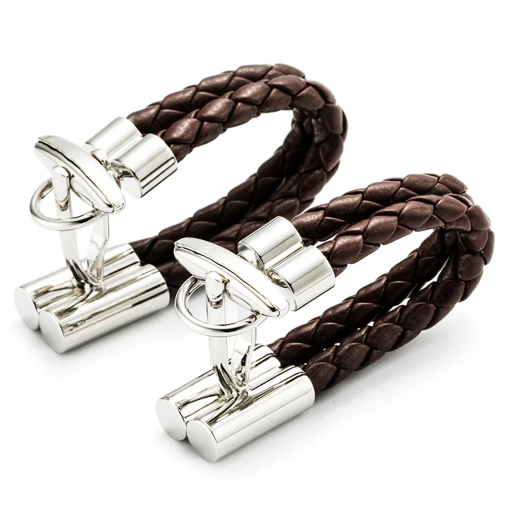 Запонки мужские кожаные с цепочкой запонки в стиле унисекс для делового банкета