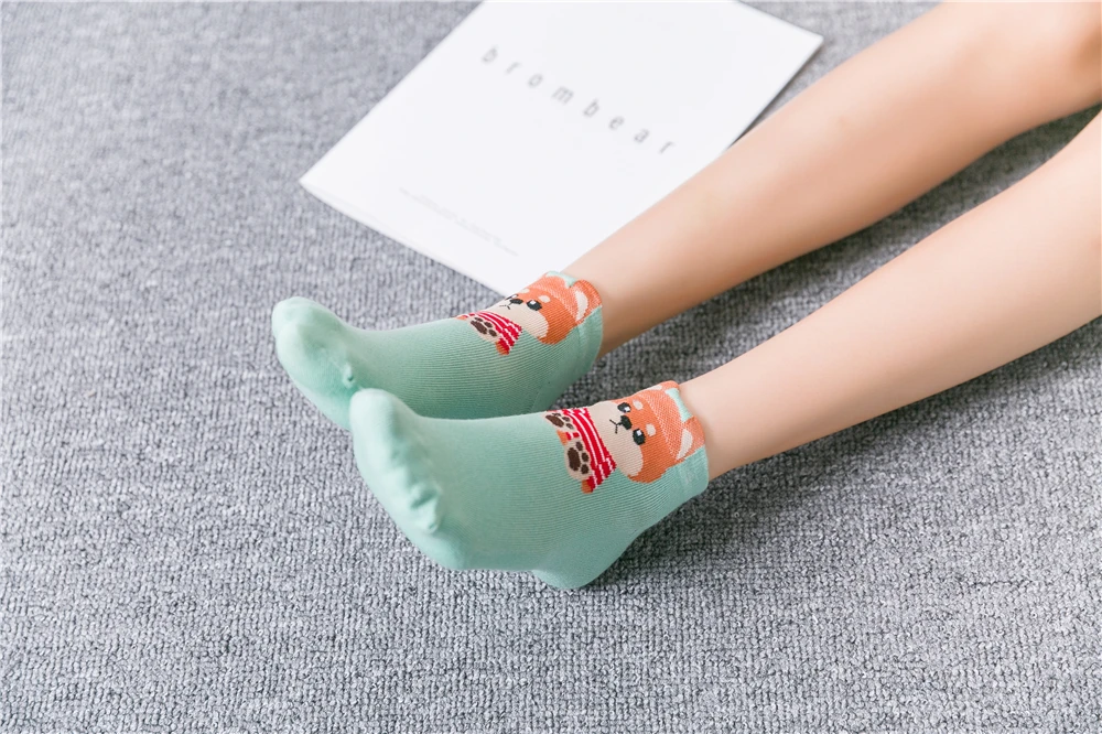 Милые женские хлопковые носки с животными; летние короткие носки с кошкой и собачкой; женские повседневные Мягкие забавная лодка; носки