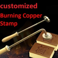 customized fire burning copper stamp mold fire baking cake bread branding stamp for diy wood leather logo embossed hot stamping
