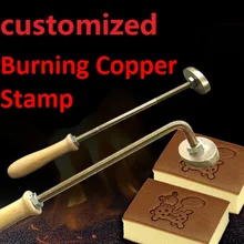 Customized Fire Burning Copper Stamp Mold Fire Baking Cake Bread Branding Stamp For DIY Wood Leather Logo Embossed Hot Stamping