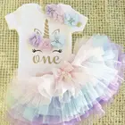 Платья на первый день рождения для маленьких девочек; Платье на крестины для малышей; Одежда для новорожденных девочек; Вечерние платья-пачки принцессы с единорогом