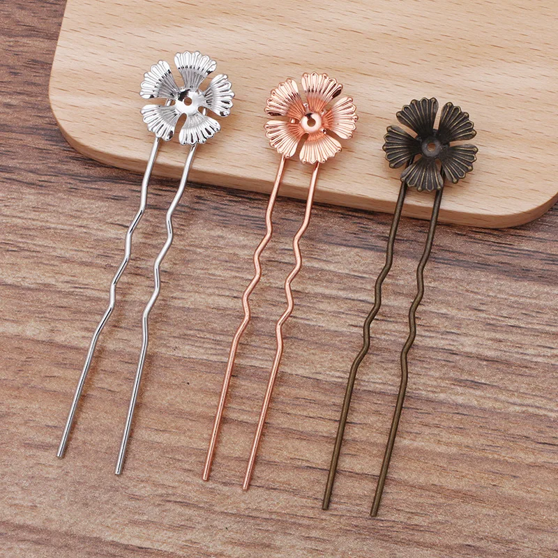 

17x4mm Brass Metal Hair Stick Bun Hairpins Findings Bases for Wedding Bridal Hair Clip Pins Women Jewelry Accessories