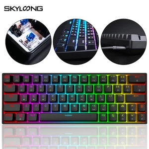 skyloong gk64 mechanical keyboard optical hot swappable programmable rgb abs keycaps gaming keyboard for pcwin detachable cable free global shipping