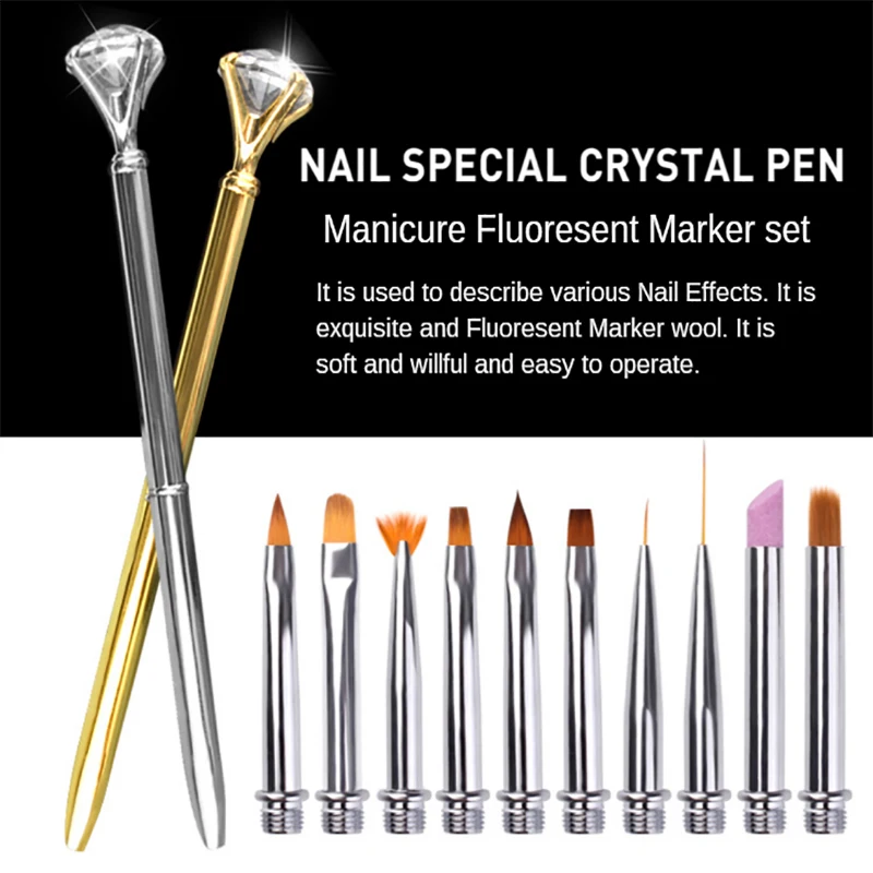 

TIANMI Rhinestone Nail Pen and Paint Pen Set Gold and Silver Art Pen Decoration Manicure Replacement Pen, Quartz Airbrush