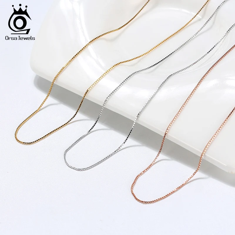 

ORSA JEWELS Trendy 925 Sterling Silver Necklace Initial Link 16-24 Inches Figaro Snake Twisted SC Box Chains Women Jewelry SC07