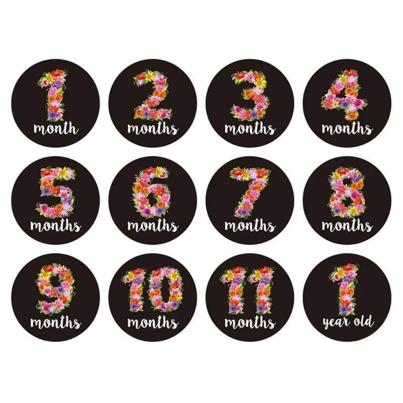 

12PCS/Set Baby Month Sticker Newborn Photo Prop Stickers 1-12 Months Photo Stickers Birthday Party Decorations For kids