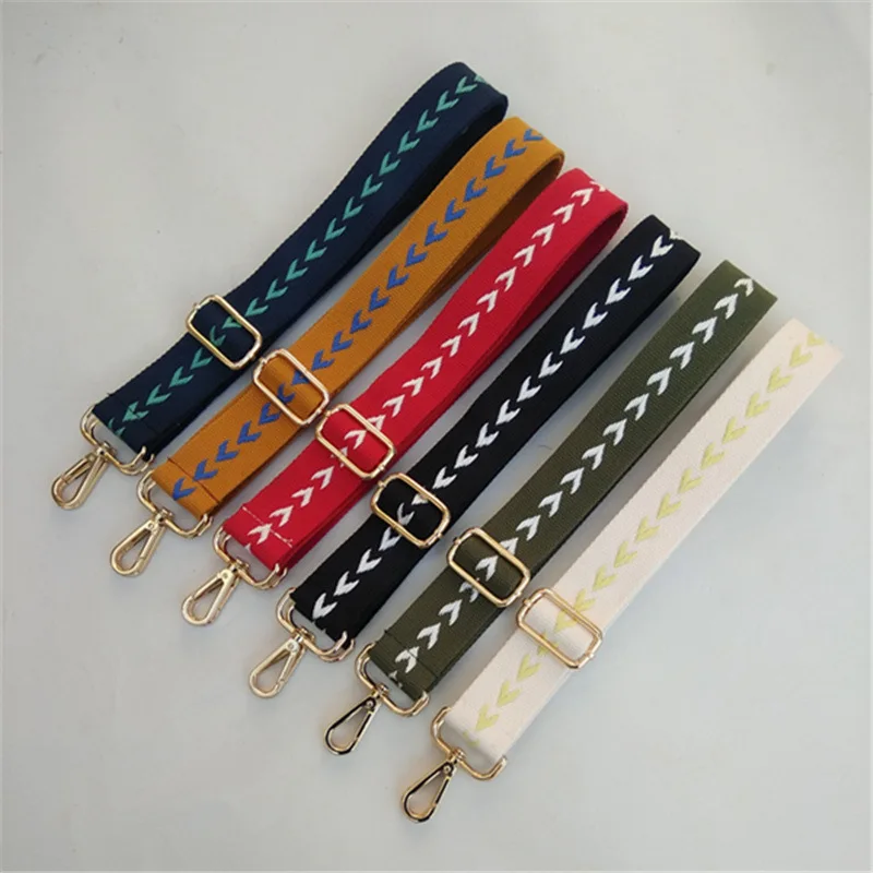 

National style Adjustable Candy Rainbow Color Bag Belt Cotton Fabric Handle Replacement Belt Shoulder Bag Strap Casual Fashion