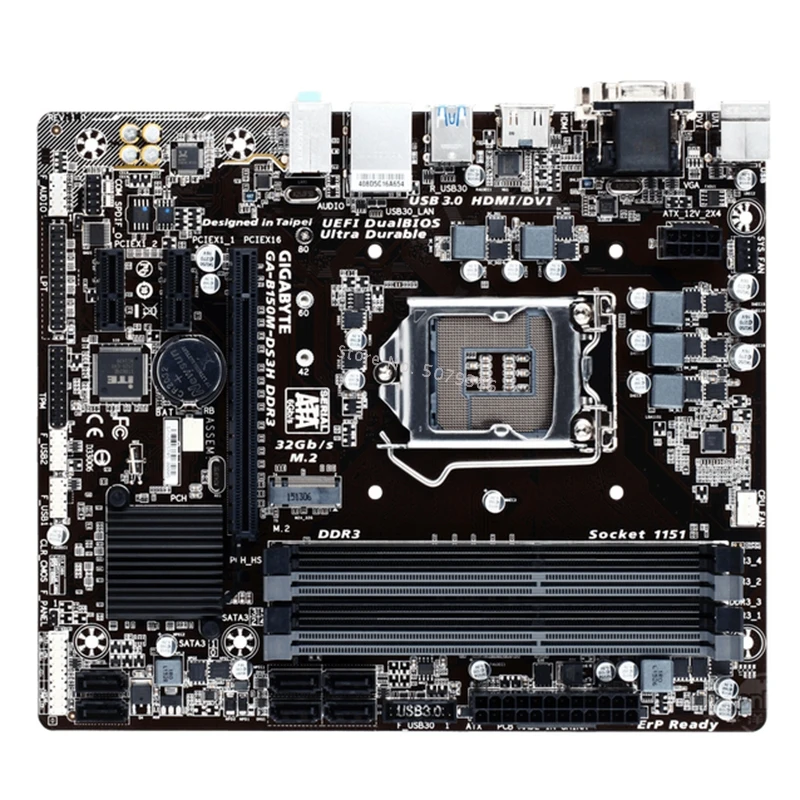 Для Gigabyte GA-B150M-DS3H материнская плата LGA 1151 B150M-DS3H Core i7 i5 i3 DDR3 32G SATA3 USB3.0 HDMI M.2 Б/у для