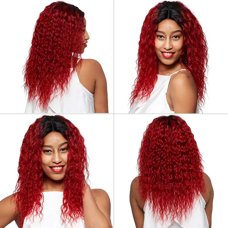

Remyblue Red Hair Weave Bundles With 4*4 Closure Water Wave 3 Bundles With Closure Peruvian Human Hair Bundles With Lace Closure