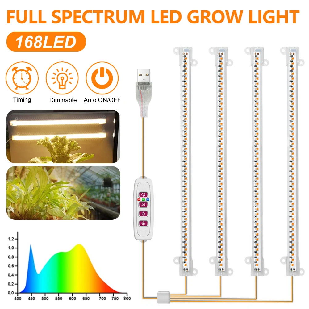 

4Pcs Indoor Led Grow Light USB Timer Phyto Lamp For Plants Dimmable LED Lamp Phytolamps Full Spectrum Hydroponics Growing Lamps