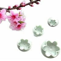 4pcsset mini peach blossom mold plastic plunger diy cake decorating tools fondant sugar craft biscuit cookies cutter mould