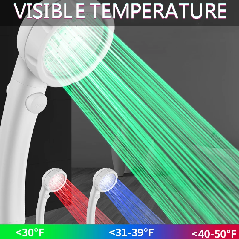temp control 3 color С кнопкой остановки насадка душа Светодиодная лампа с температурным управлением Видимый держатель для душа ванны водосберегающий сопло высокого давления - Цвет: temp control 3 color