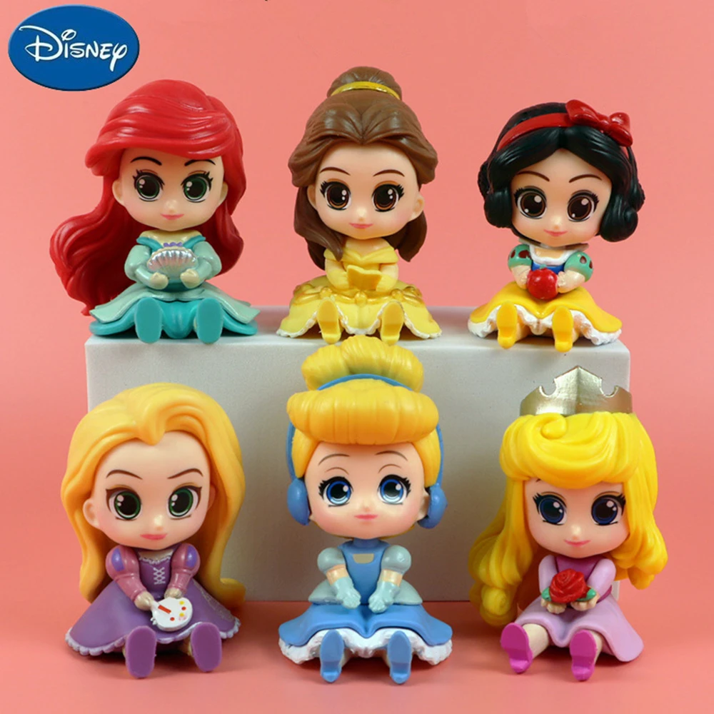 

6pcs/set New Disney Princess Snow white Bella Cinderella PVC Cute Mini Model Figure Toys Dolls Birthday gifts children Toys