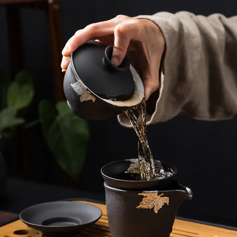 Черный чай из керамики домашняя керамическая Керамика в японском стиле Ретро