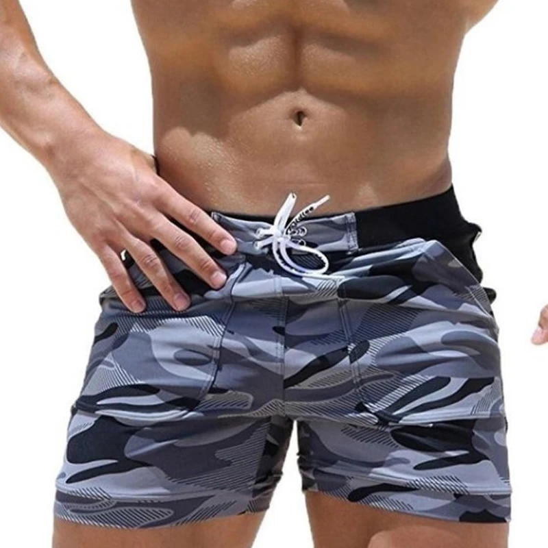 

M-2XL быстросохнущие камуфляжные шнурок Для мужчин стрейч Фитнес Мужские Шорты для купания Брюки летние спортивные шорты для плавания