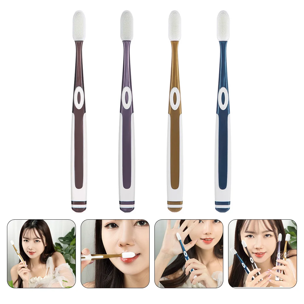 

1 Set 4Pcs Silicone Tooth Brushes Nano Adult Toothbrushes (Assorted Color)
