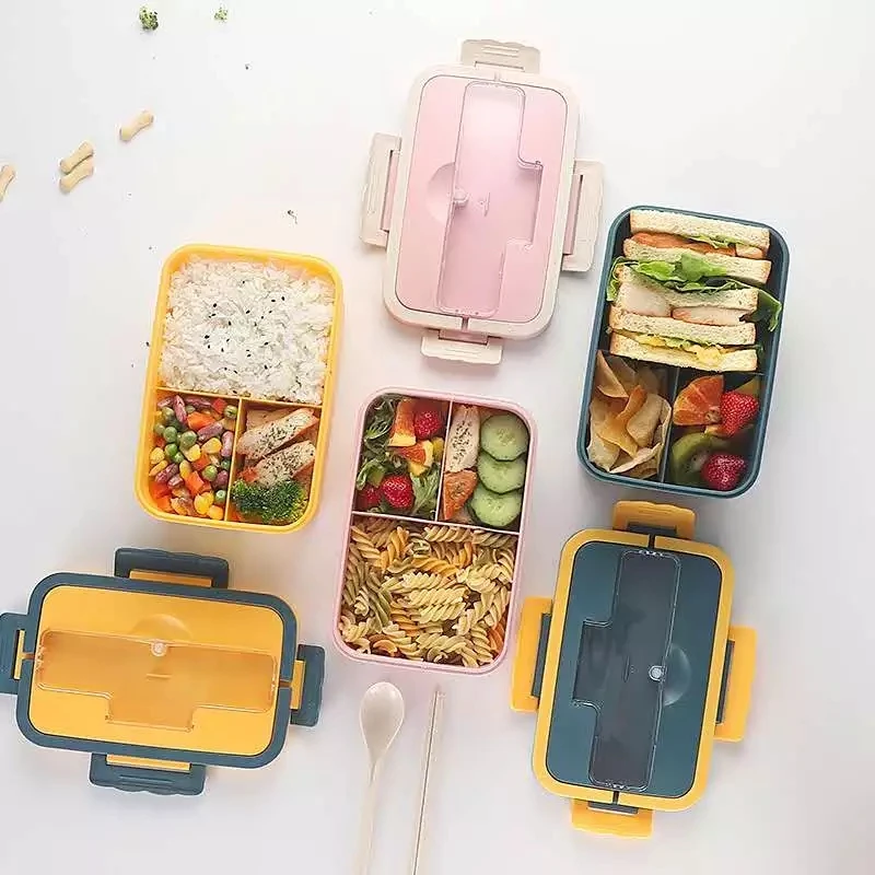 

New Microwave Lunch Box Leak-Proof Wheat Straw Dinnerware Food Storage Container Children Kids School Office Portable Bento Box