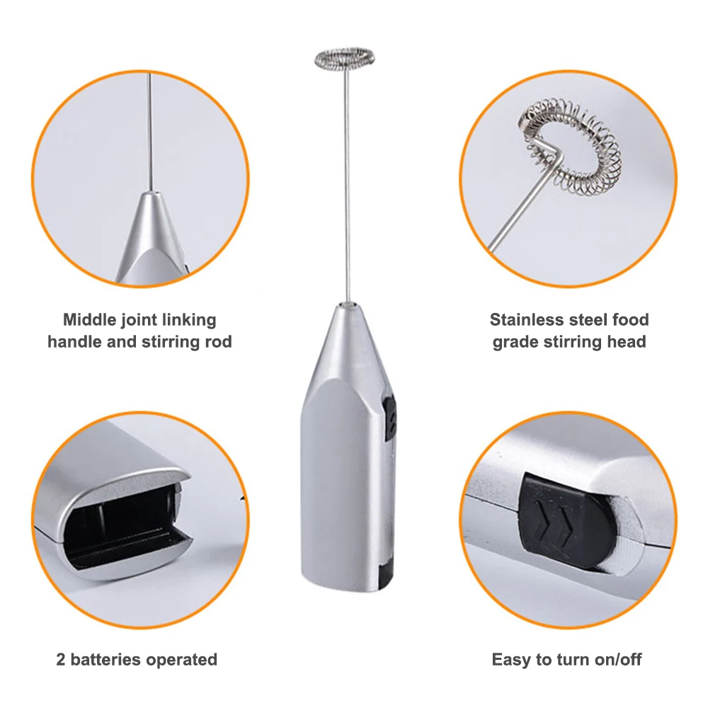 

Hand-Held Electric Milker Goat Milk Coffee Stainless Steel Stirrer Milks Steamer Agitator Stirring Rod Egg Mixer