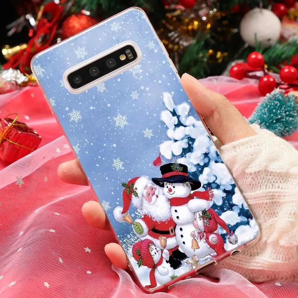 Счастливого Рождества термополиуретановые Чехлы для samsung Galaxy Note 10 S8 S9 S10 плюс 9 8 S6 S7 край M10 M20 M30 A70 A80 A50 A30 A40 A60 A20e чехол