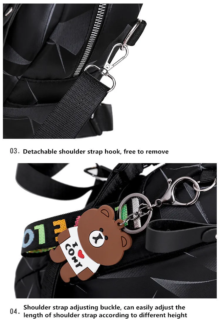 Черный геометрический водонепроницаемый Оксфорд Back Pack маленькие рюкзаки для женщин девочек подростков пакет школьной сумки женщина колледж