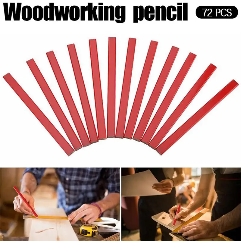 

72 PCS Carpenter Pencil 175mm Octagonal Black Lead Woodworking Marking Tools For DIY Builders Joiners Tradesman Woodworking