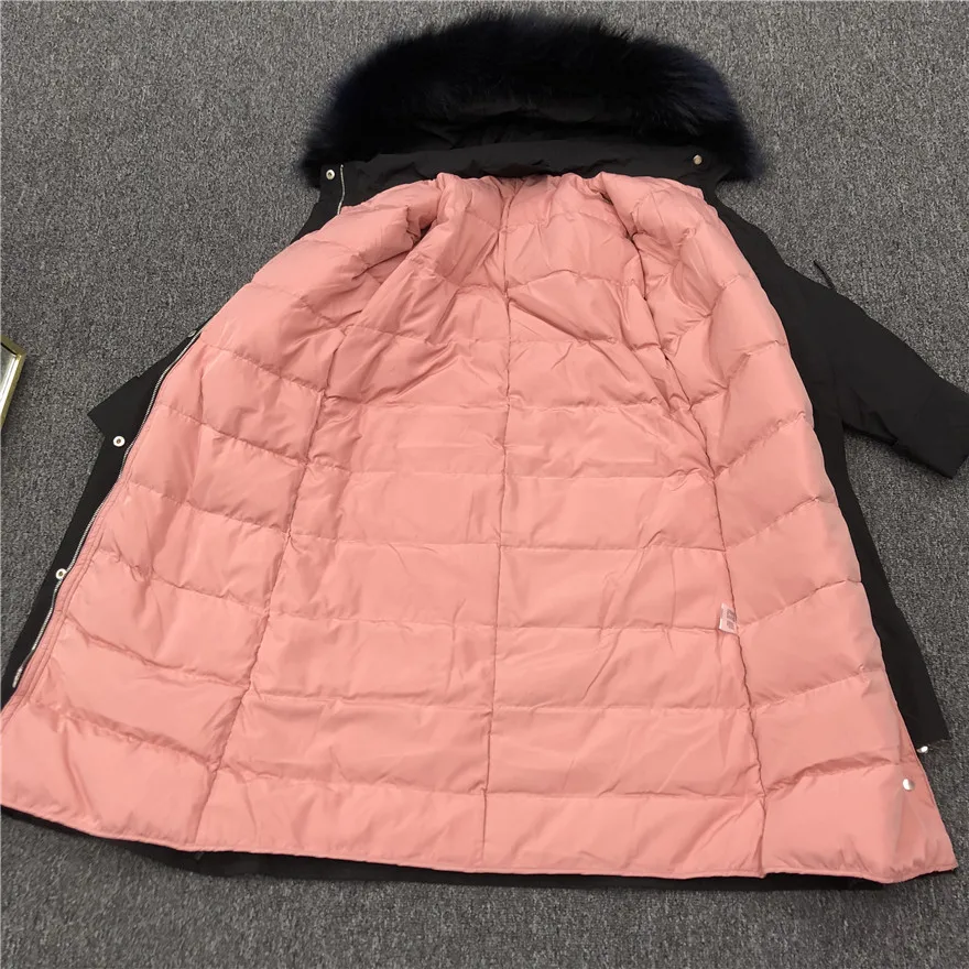 Длинная парка Janveny женский пуховик пальто с большим воротником из натурального