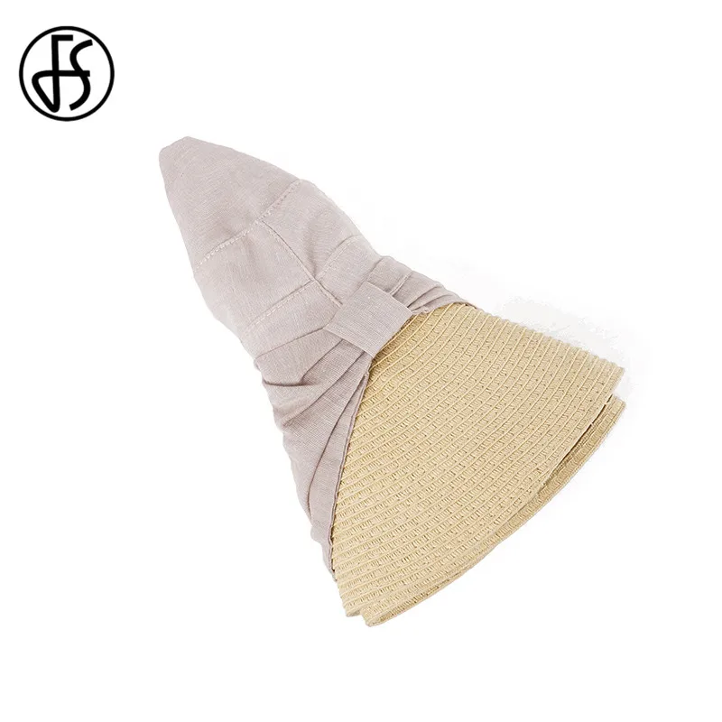 

FS Large Brim Floppy Hat Sun Hat With Big Bow Beach Women Hat Foldable Summer UV Protect Travel Casual Hat Female