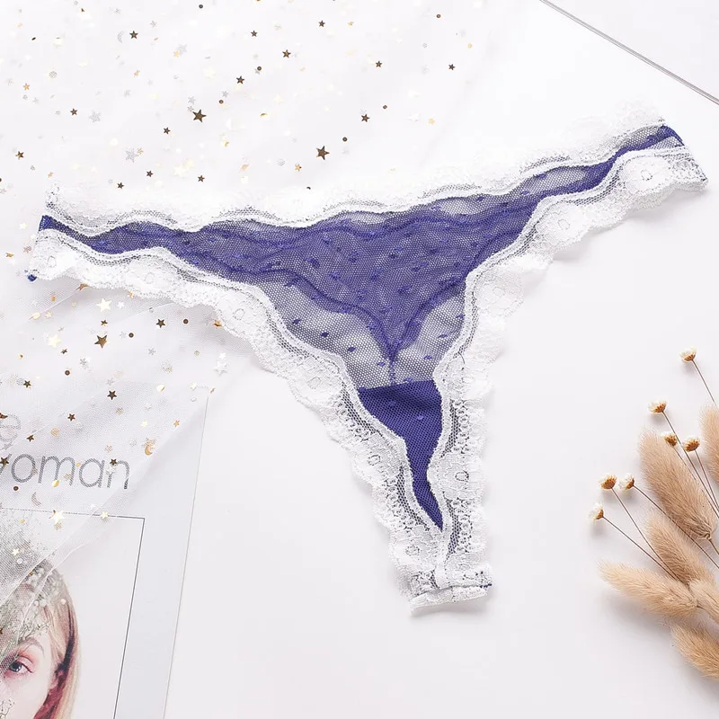 Сексуальные кружевные женские трусики стринги сетка прозрачные сшивание нижнее