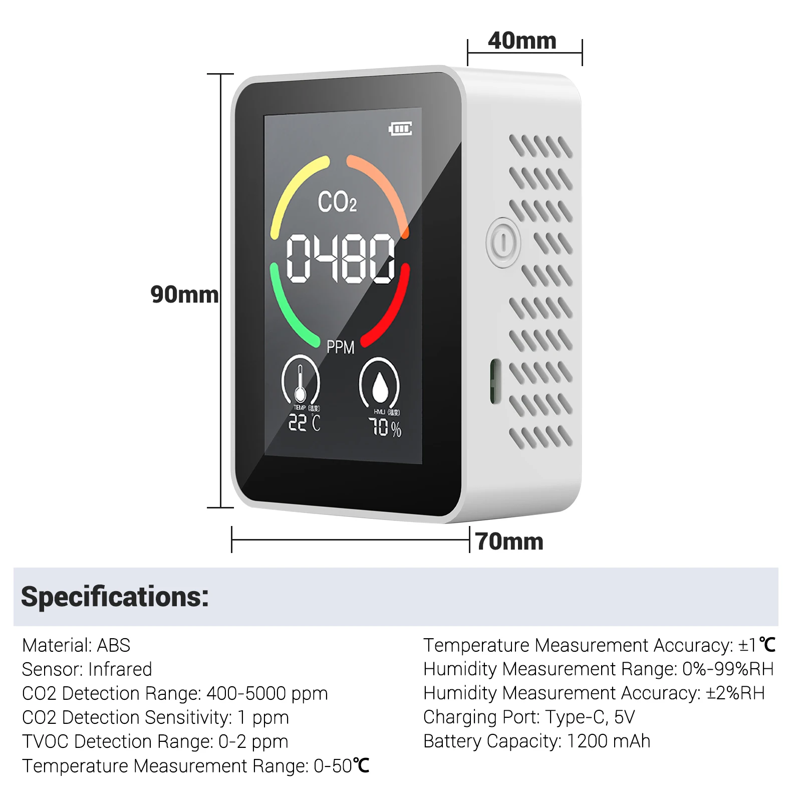 KKmoon 3-в-1 инфракрасный CO2 Температура влажности Датчик качества воздуха USB